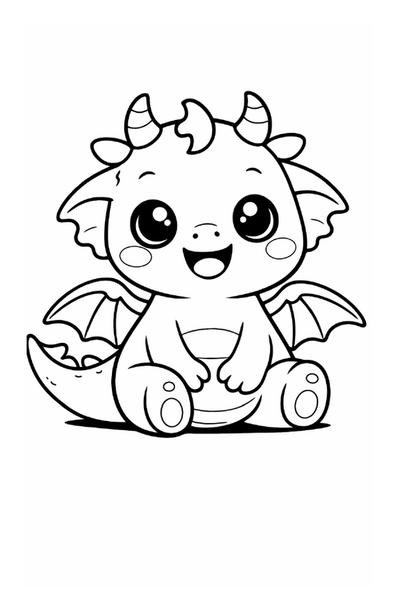 Ausmalbild aus dem Malbuch: Mivo der Drache